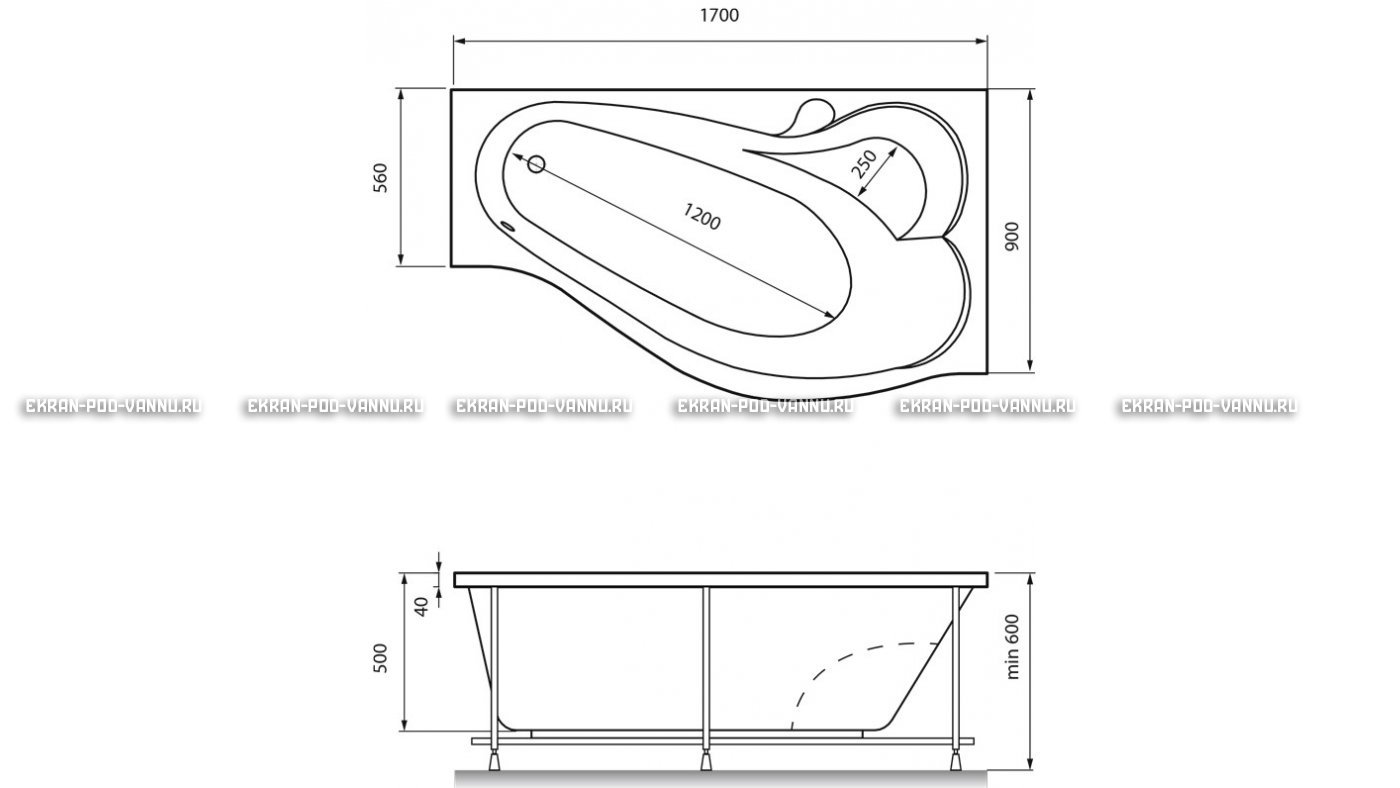 Акриловая ванна Relisan Isabella 170x90x60 – купить по цене 24130 руб. в интернет-магазине в городе Севастополь картинка 13