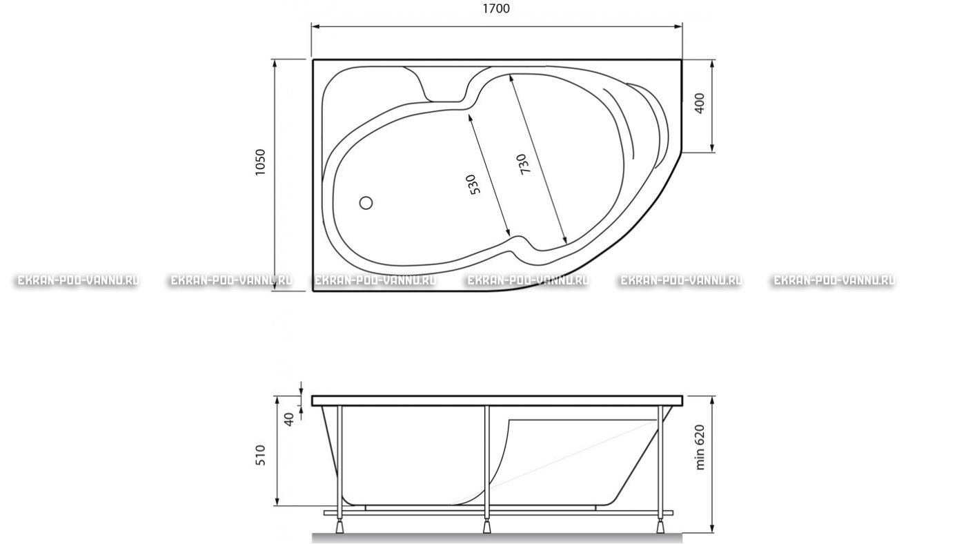 Акриловая ванна Relisan Sofi 170x105 – купить по цене 23480 руб. в интернет-магазине в городе Севастополь картинка 13