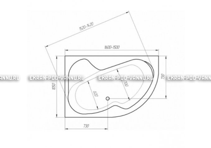 Акриловая ванна 1MarKa Aura 150x105 – купить по цене 16250 руб. в интернет-магазине в городе Севастополь картинка 3