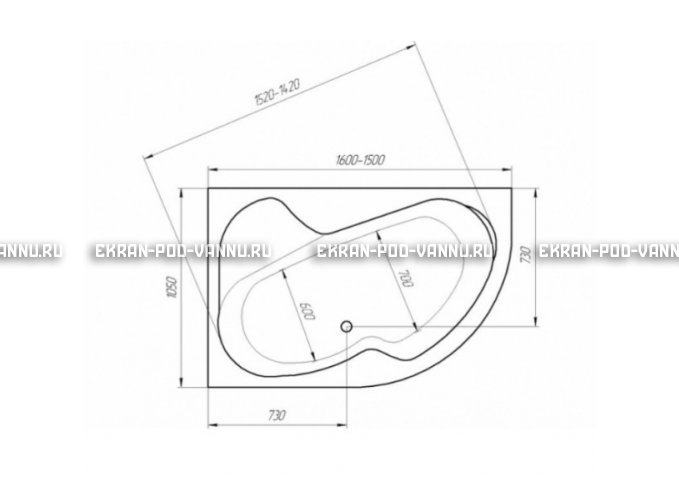 Акриловая ванна 1MarKa Imago 160x105 – купить по цене 16700 руб. в интернет-магазине в городе Севастополь картинка 3