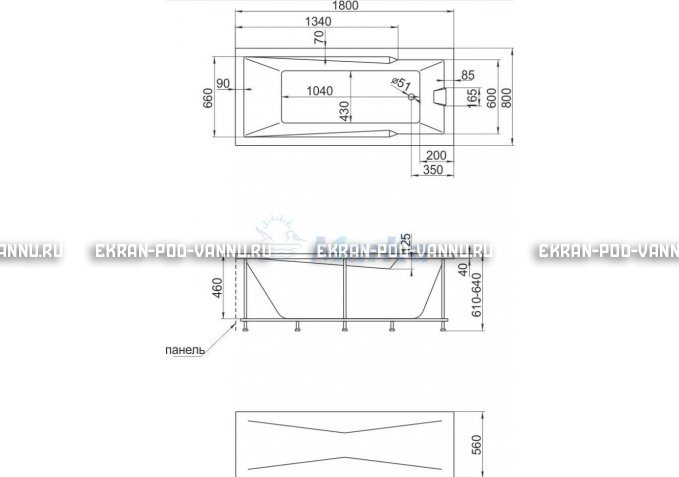 Акриловая ванна 1MarKa Raguza 180x80 – купить по цене 17854 руб. в интернет-магазине в городе Севастополь картинка 4