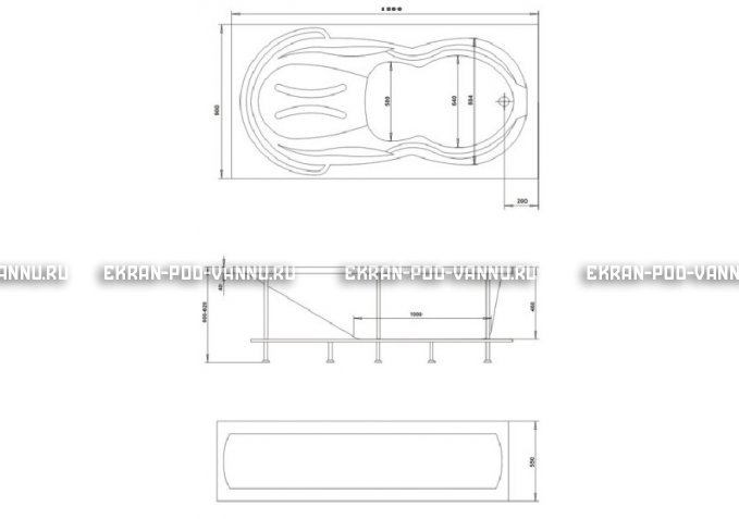 Акриловая ванна 1MarKa Taormina 180x90 – купить по цене 17670 руб. в интернет-магазине в городе Севастополь картинка 3