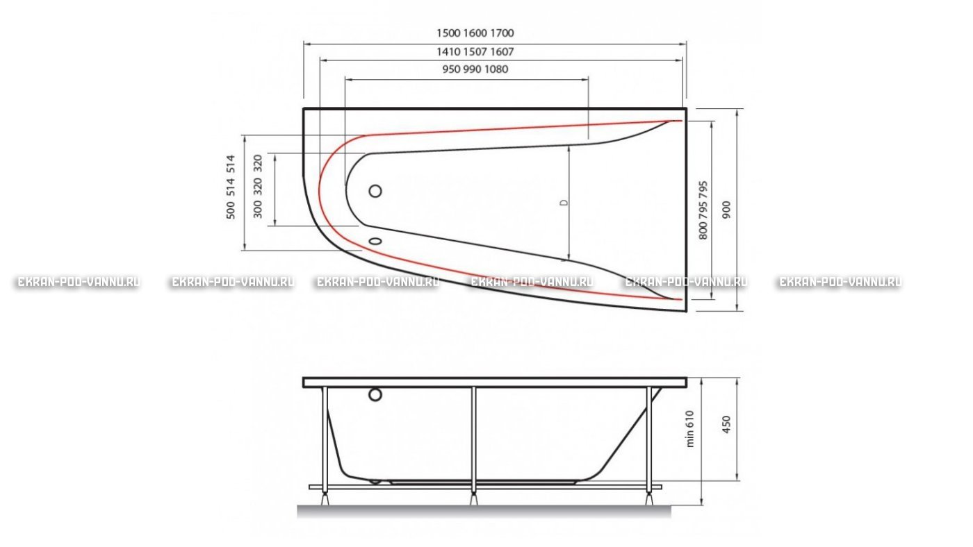 Акриловая ванна Vayer Boomerang 170x90 – купить по цене 47600 руб. в интернет-магазине в городе Севастополь картинка 10