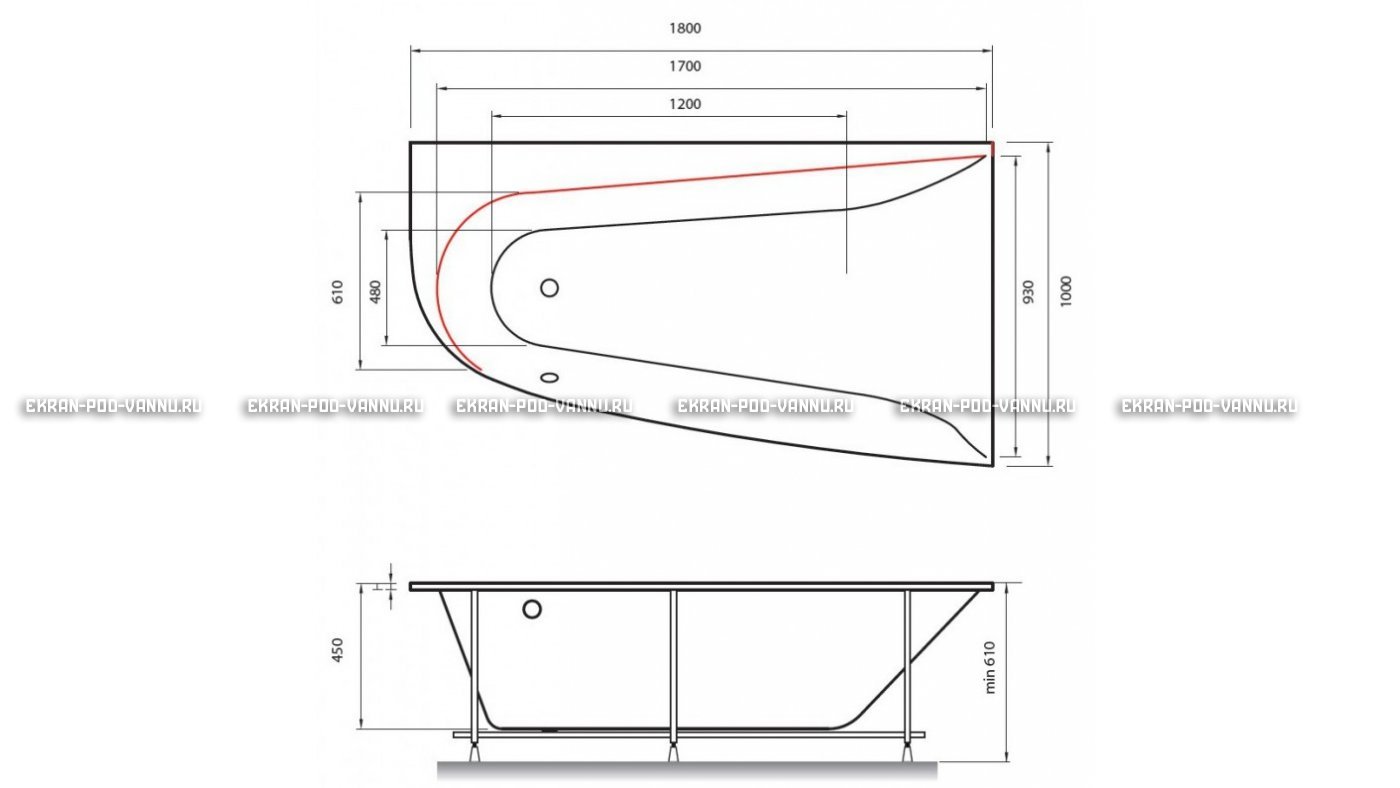 Акриловая ванна Vayer Boomerang 180x100 – купить по цене 53030 руб. в интернет-магазине в городе Севастополь картинка 13