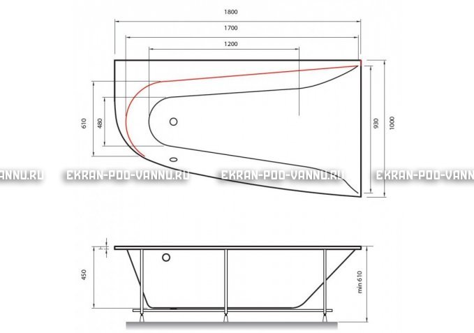 Акриловая ванна Vayer Boomerang 180x100 – купить по цене 53030 руб. в интернет-магазине в городе Севастополь картинка 2
