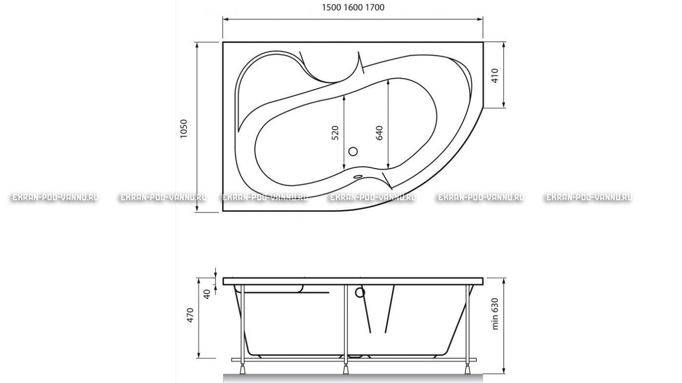 Акриловая ванна Vayer Azalia 170x105 – купить по цене 28800 руб. в интернет-магазине в городе Севастополь картинка 16