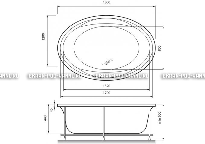 Акриловая ванна Vayer Opal 180x120 – купить по цене 33850 руб. в интернет-магазине в городе Севастополь картинка 4